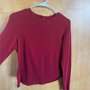 SKIMS Burgundy Long-Sleeve Crewneck Top